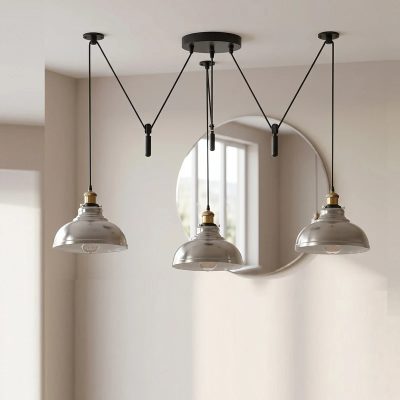 Skulpturale Pendelleuchte – Dezentrale Vintage Hängelampe Loft | Ø 29cm | E27 ~3723