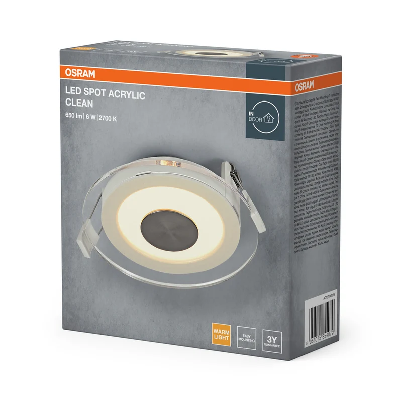 OSRAM LED Spot Acrylic Clean Einbaustrahler 6W Weiß ⌀100 mm