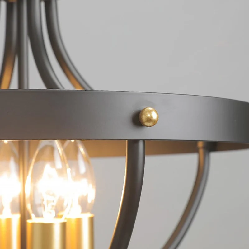 Chandelier Ceiling Light Industrial Iron Bowl, Black