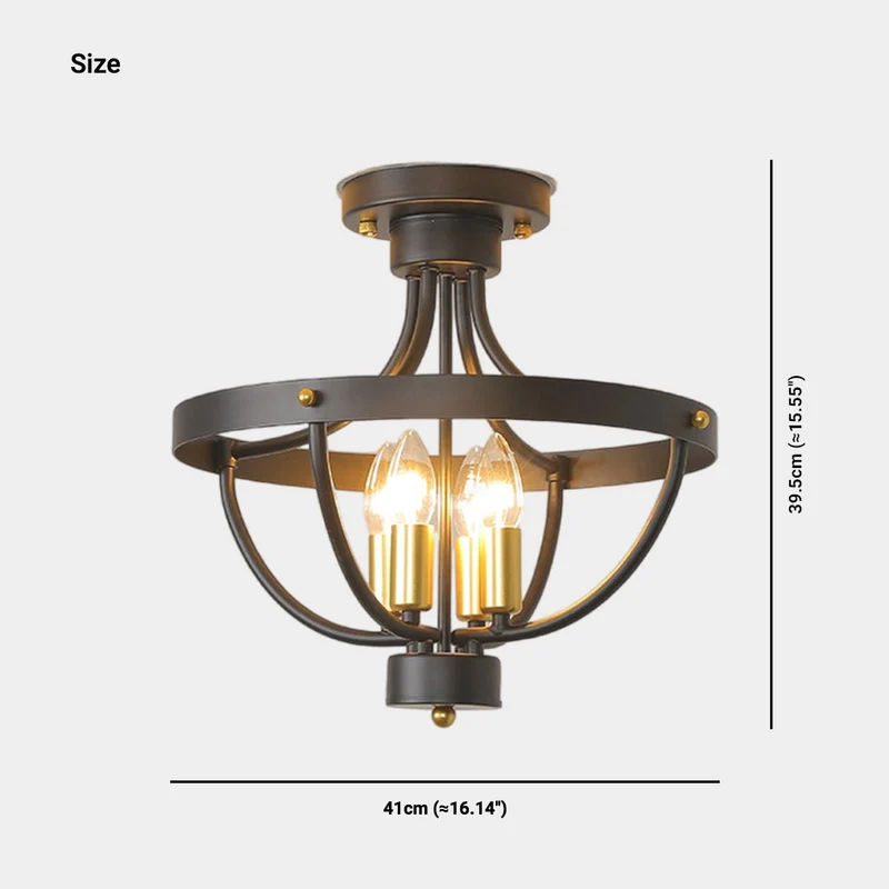 Chandelier Ceiling Light Industrial Iron Bowl, Black