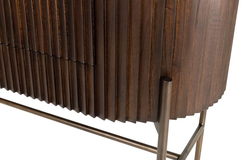 Casa Padrino Luxus Konsole Pogoro Braun 130 x 45 x H. 80 cm - Massivholz Konsole mit Metallgestell in dunkler Messing-Optik - Luxus Möbel