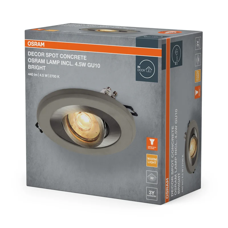 OSRAM Concrete Spot GU10 Einbaustrahler 4.5W Bright Satin-Nickel ⌀68 mm