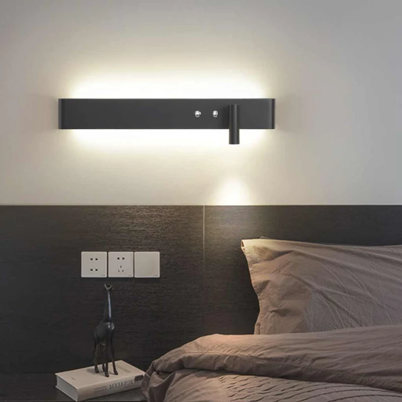 Wall Bedside Lamp Spotlight Linear Rectangle, Black / White
