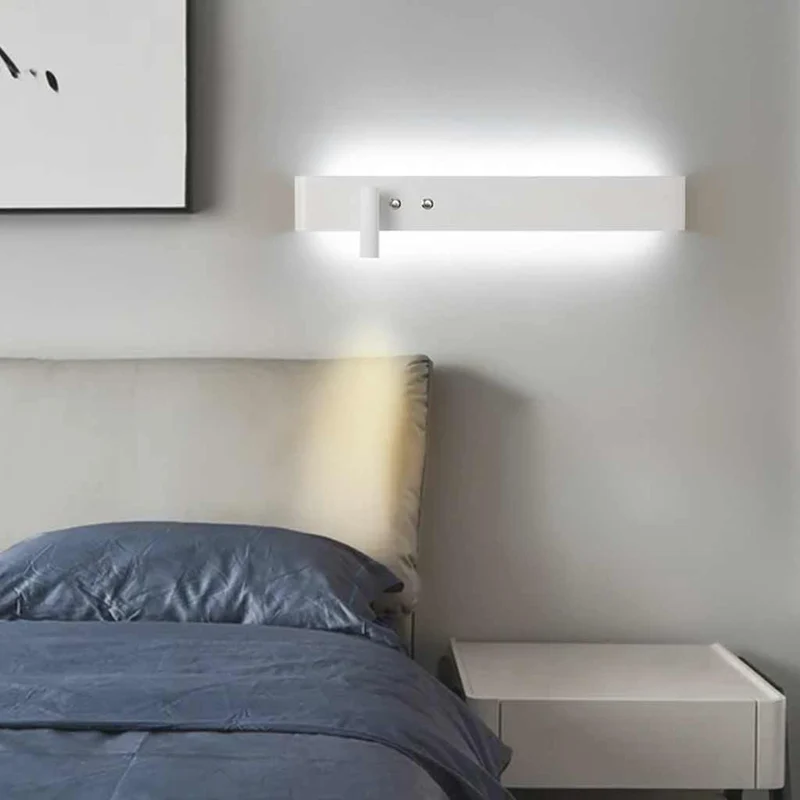 Wall Bedside Lamp Spotlight Linear Rectangle, Black / White
