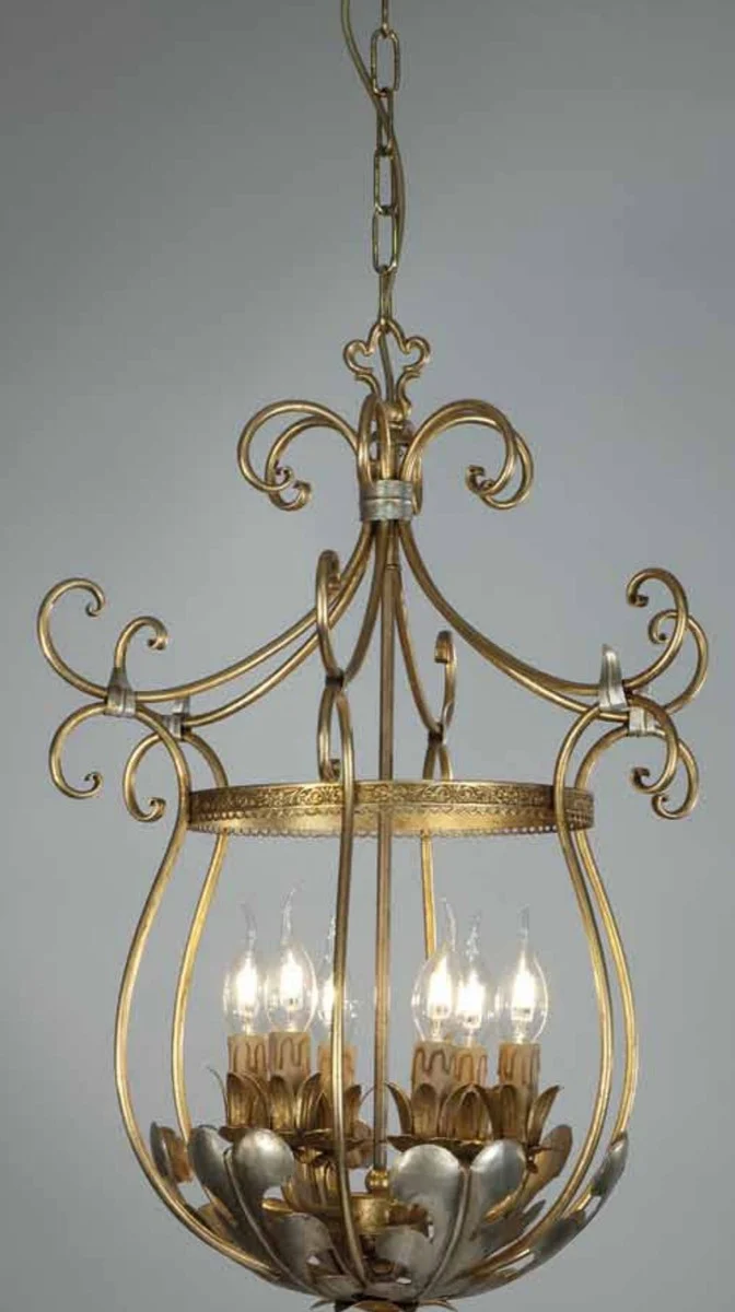 Casa Padrino Barock Kronleuchter Ø 70 x H. 50 cm 6-flammig - Handgefertigte Leuchte aus Italien - Barock Leuchten