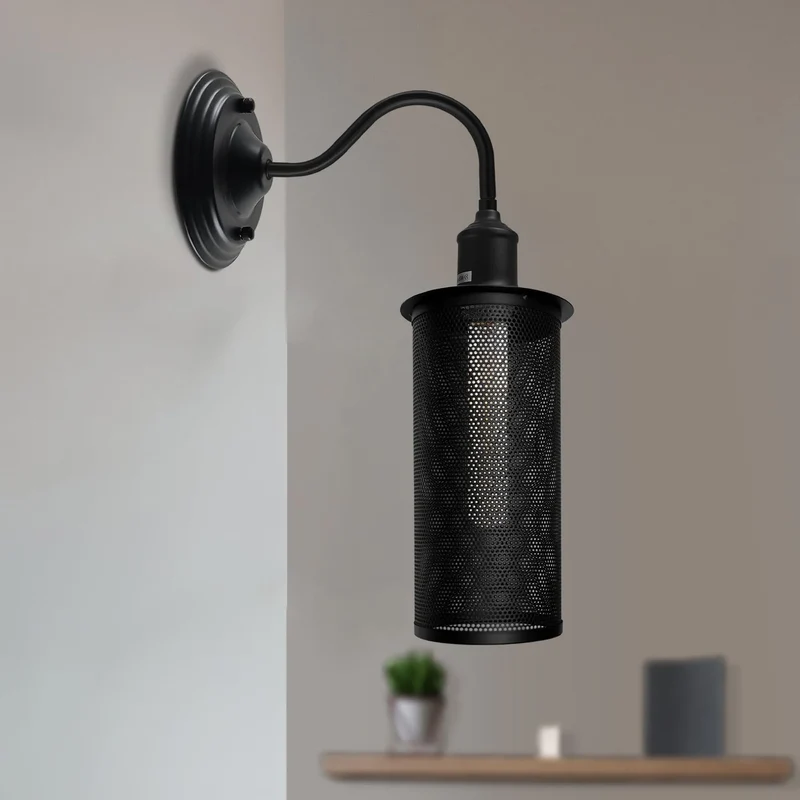 Vintage Käfiglampe – Industrie Schwanenhals Wandleuchte Loft | E27 ~3942