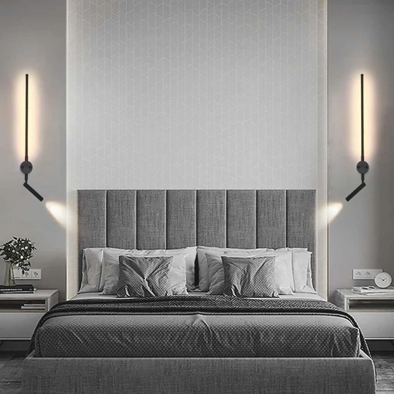 Slim LED Wall Lamp with Adjustable Spotlight, Black / White