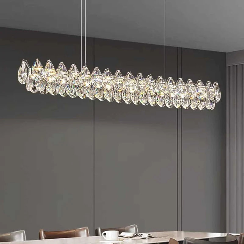 Pendant Light Linear Crystal Raindrop Dimmable LED