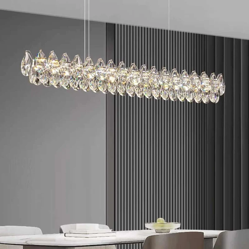 Pendant Light Linear Crystal Raindrop Dimmable LED
