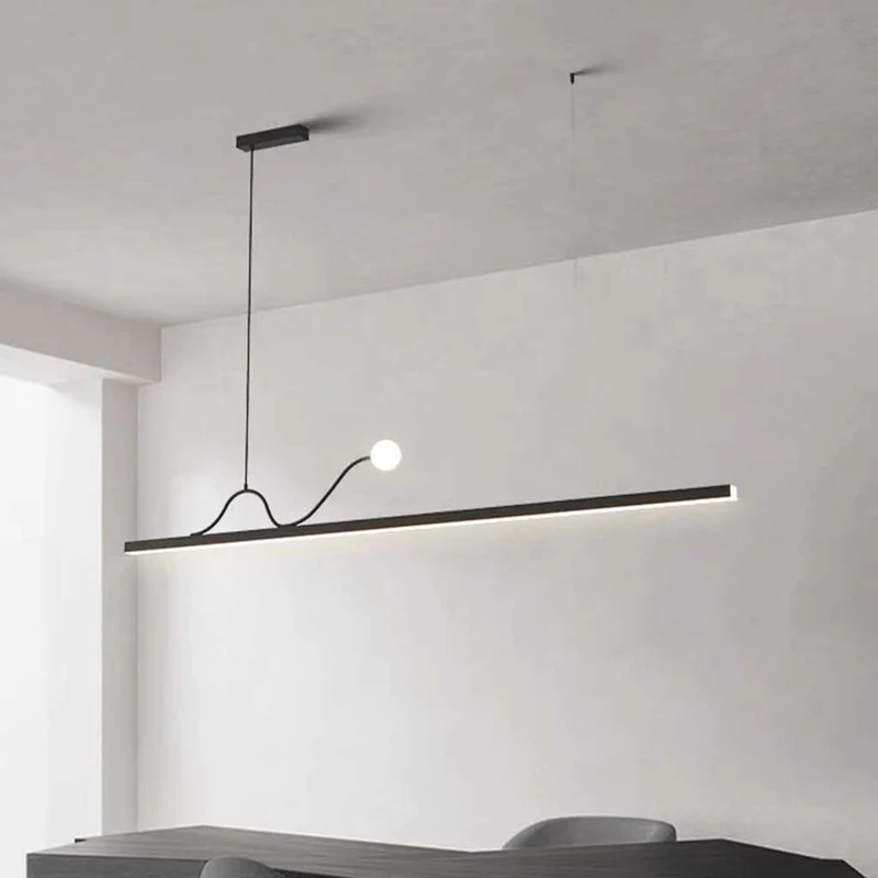Pendant Light Linear Dimmable LED for Dining Table, Black / White