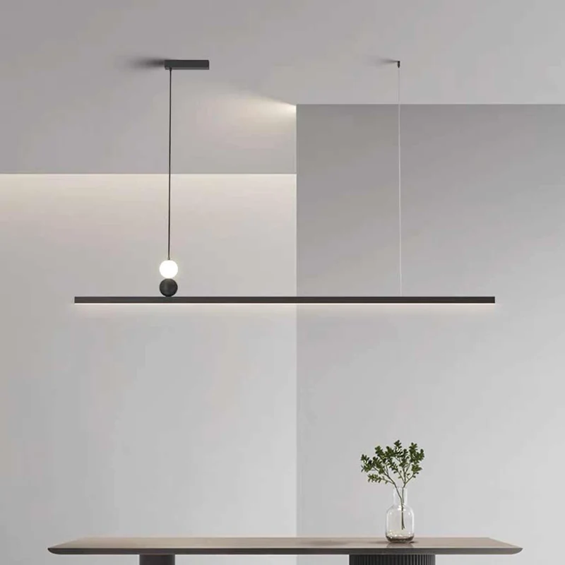 Pendant Light Linear Dimmable LED for Dining Table, Black / White