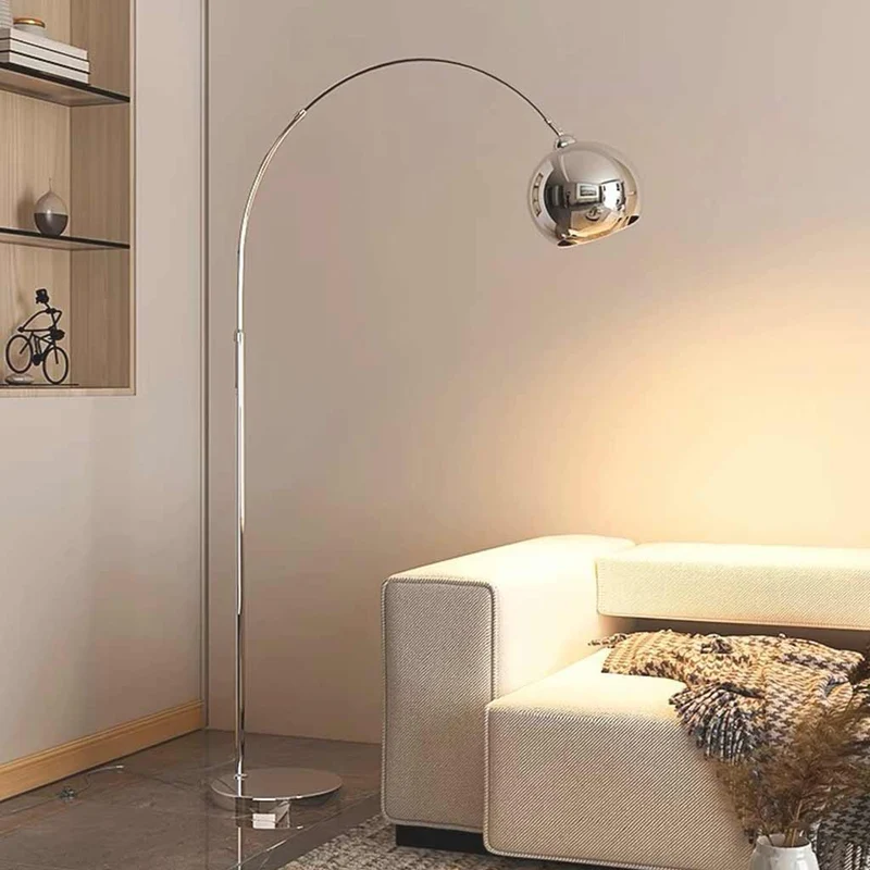 Floor Lamp Fishing Pole Arch with Round Shade, Chrome