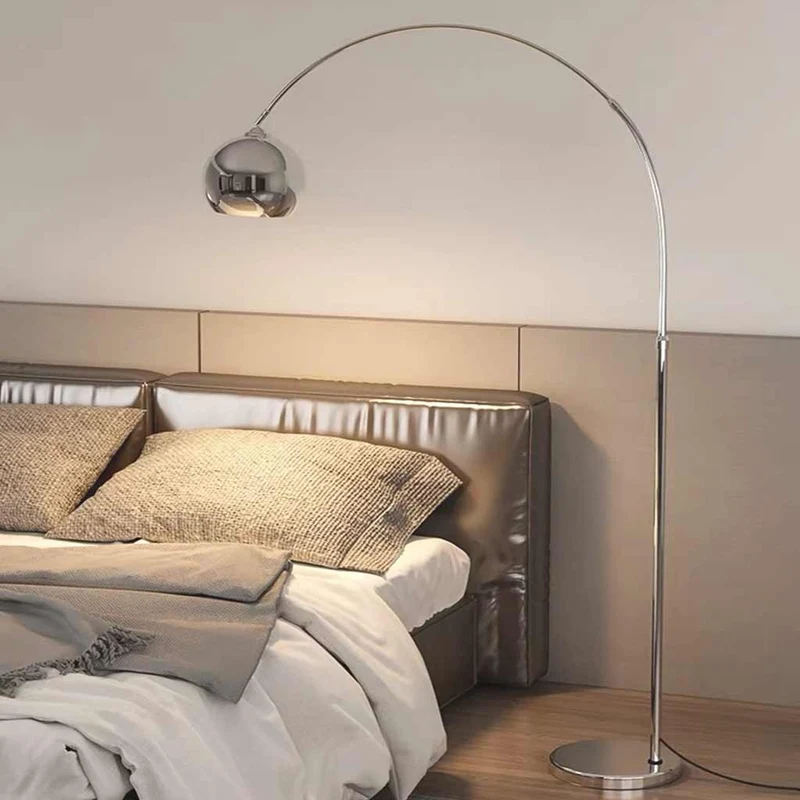 Floor Lamp Fishing Pole Arch with Round Shade, Chrome