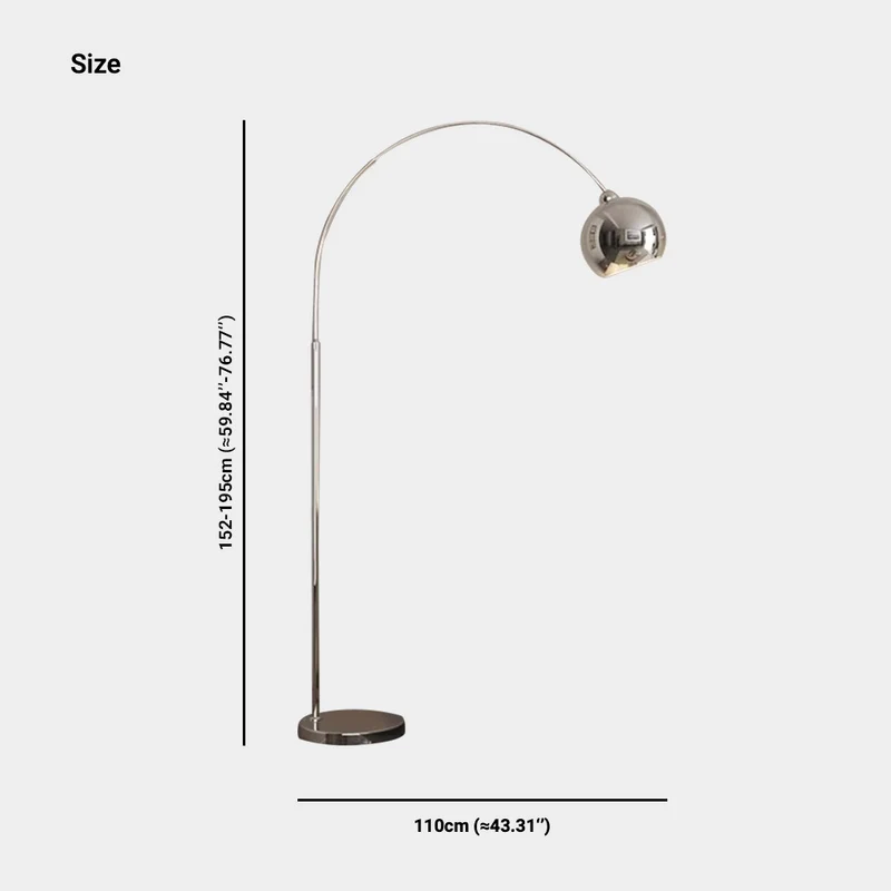 Floor Lamp Fishing Pole Arch with Round Shade, Chrome