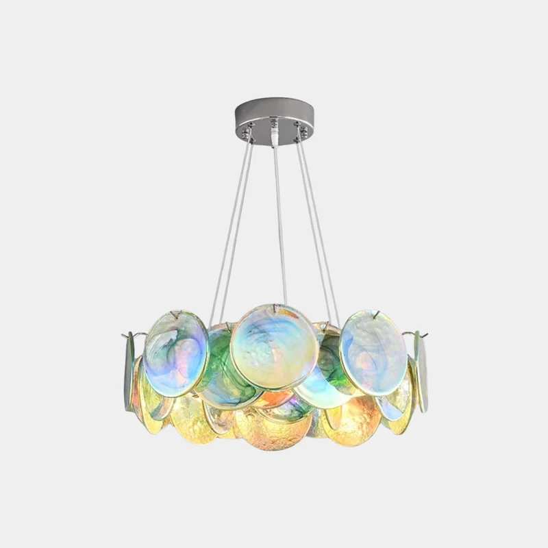 Chandelier Romantic Murano Glass Disc, Pink / Green