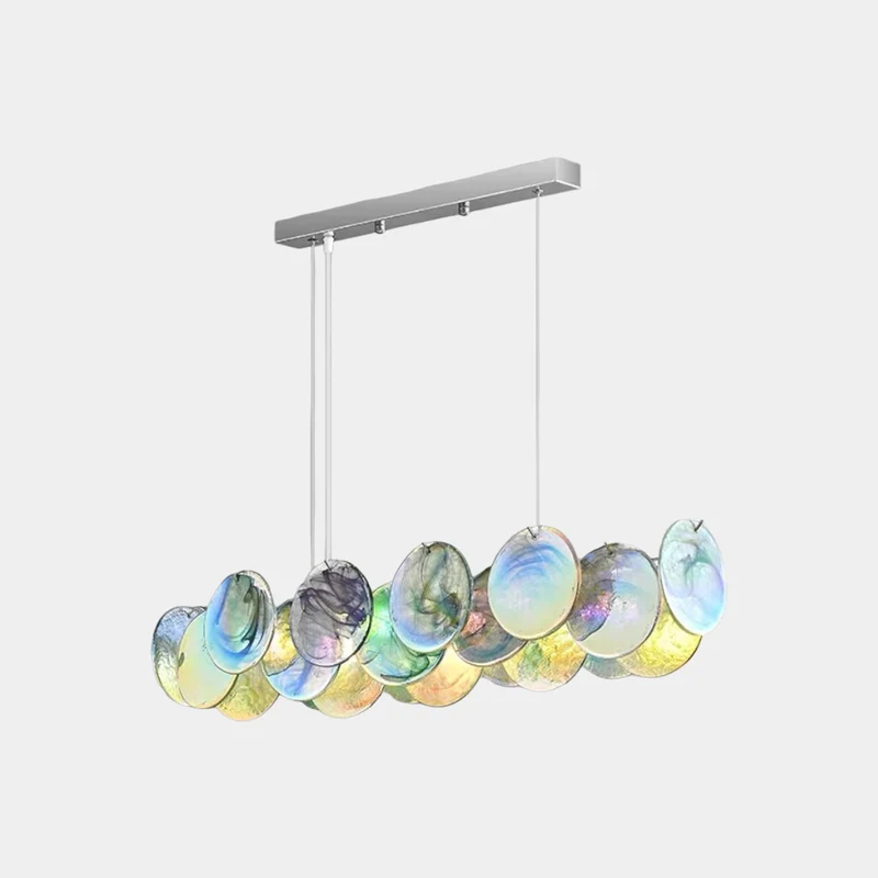 Chandelier Romantic Murano Glass Disc, Pink / Green