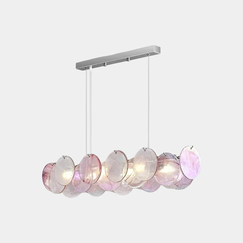 Chandelier Romantic Murano Glass Disc, Pink / Green
