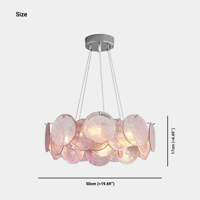 Chandelier Romantic Murano Glass Disc, Pink / Green
