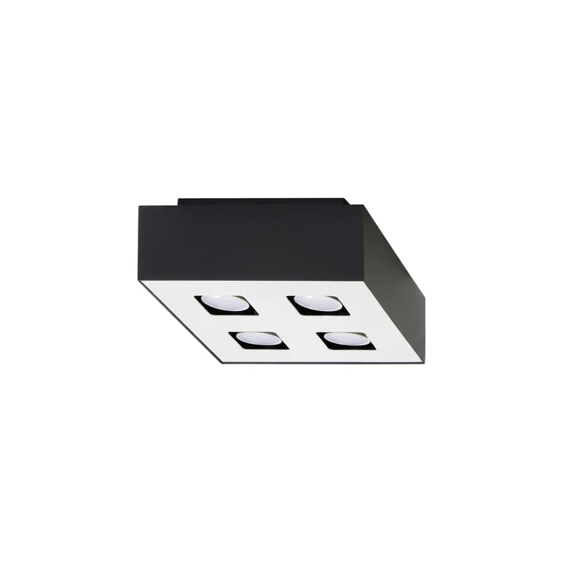 Deckenleuchte quadratisch schwarz minimalistisch 4 Strahler - Orphéon