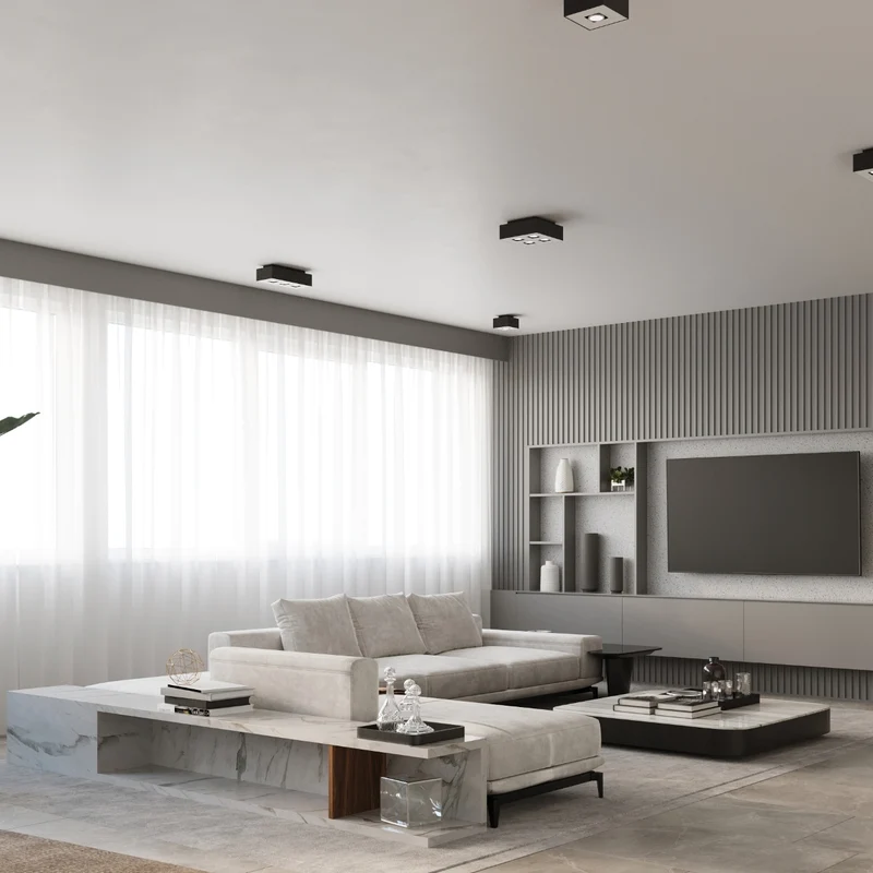 Deckenleuchte quadratisch schwarz minimalistisch 4 Strahler - Orphéon