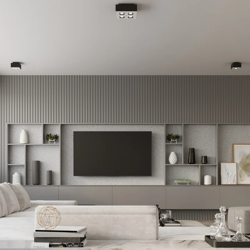 Deckenleuchte quadratisch schwarz minimalistisch 4 Strahler - Orphéon