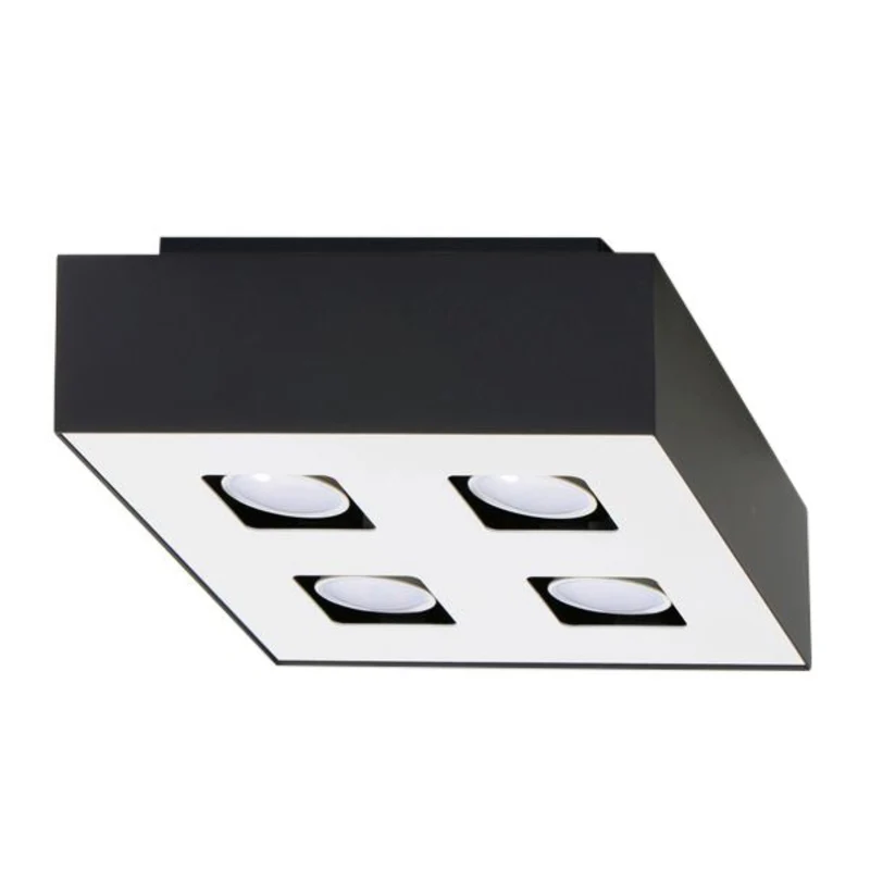 Deckenleuchte quadratisch schwarz minimalistisch 4 Strahler - Orphéon