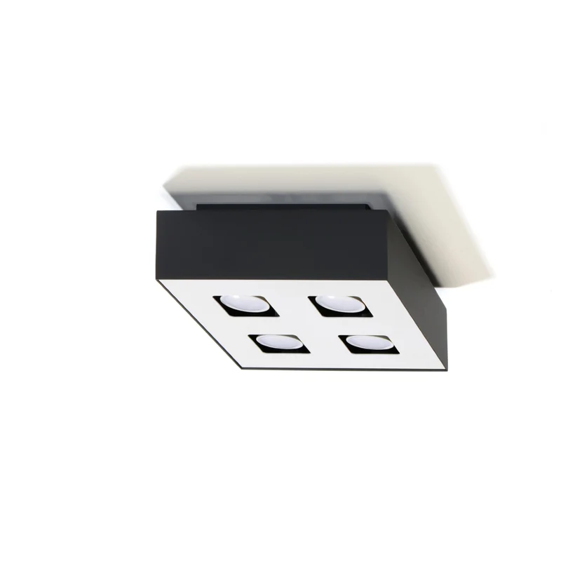 Deckenleuchte quadratisch schwarz minimalistisch 4 Strahler - Orphéon