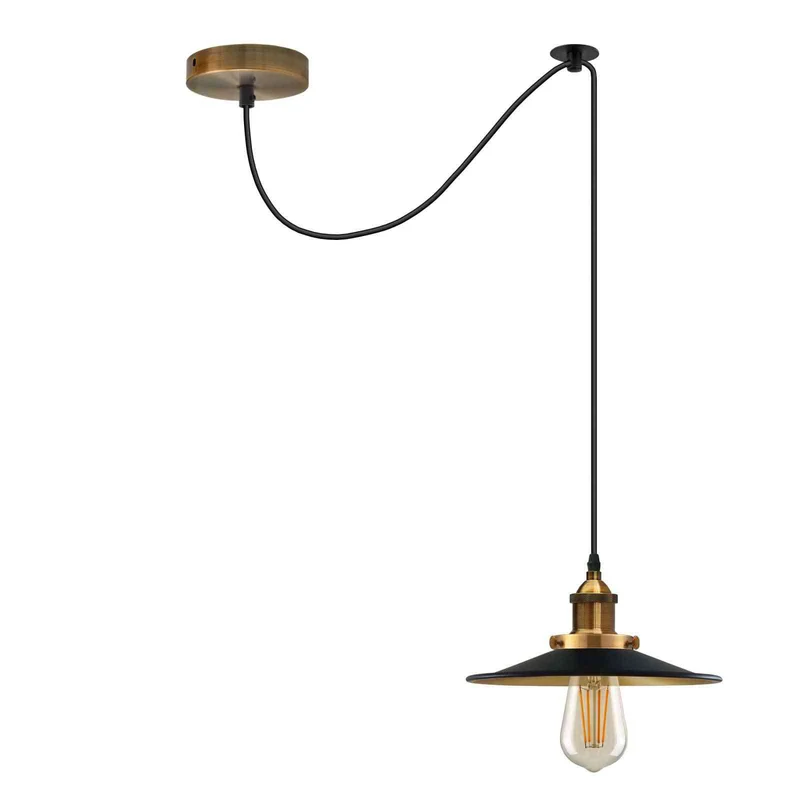 Vintage Fabriklampe – Dezentrale Teller Pendelleuchte | 2m | E27 ~3928
