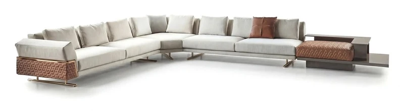Casa Padrino Luxus Ecksofa Weiß / Grau - Hochwertige Verarbeitung - Moderne Wohnzimmer Möbel - Luxus Qualität