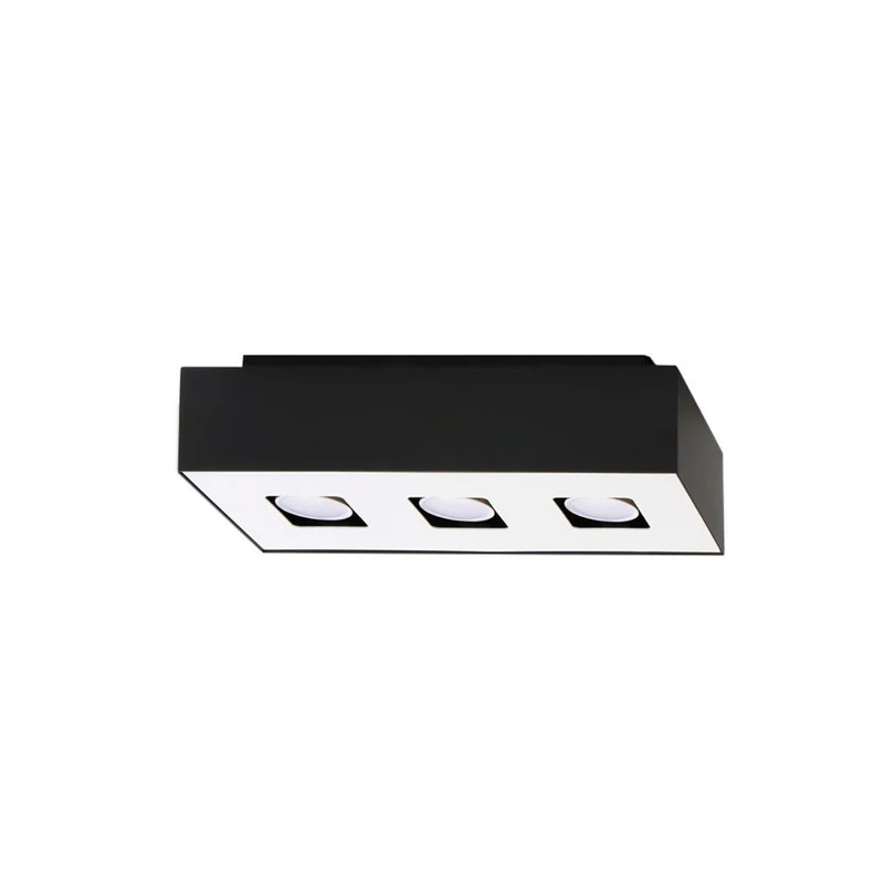 Minimalistische schwarze Deckenleuchte mit 3 Spots – Erynos