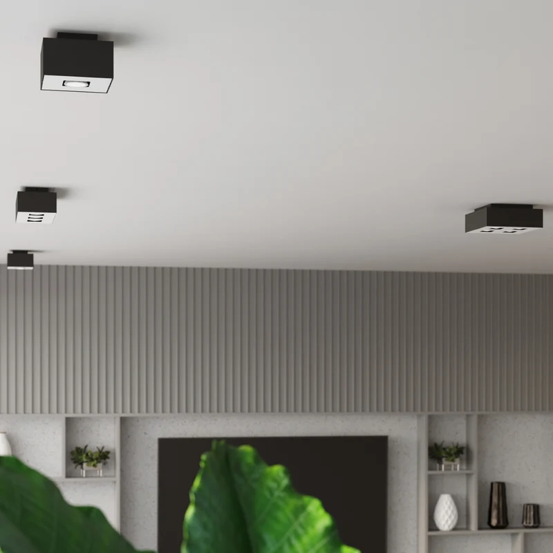 Minimalistische schwarze Deckenleuchte mit 3 Spots – Erynos