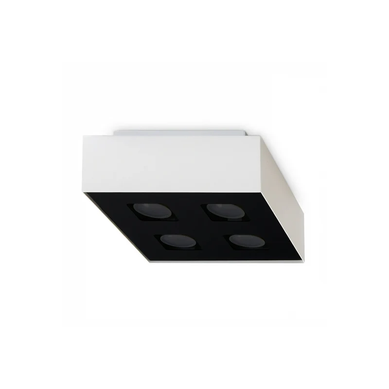 Minimalistische quadratische Deckenleuchte mit 4 weißen Spots – Asterion