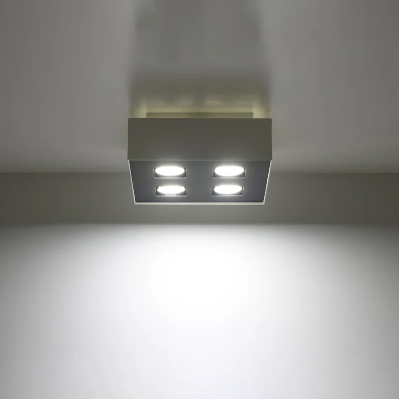 Minimalistische quadratische Deckenleuchte mit 4 weißen Spots – Asterion