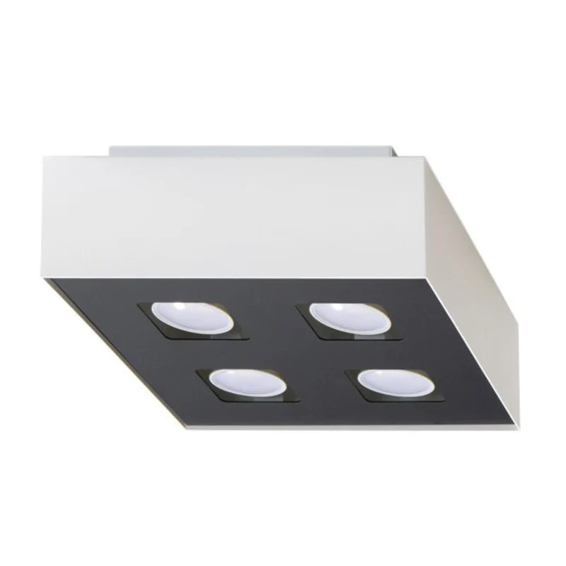 Minimalistische quadratische Deckenleuchte mit 4 weißen Spots – Asterion