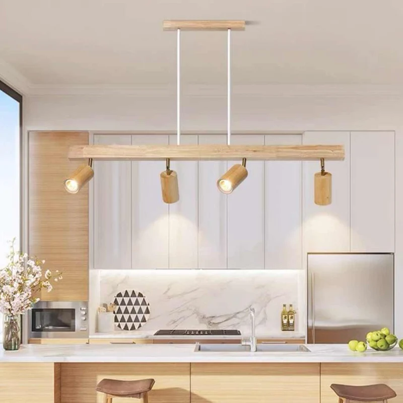 Pendant Track Light Spotlight Linear Wood LED