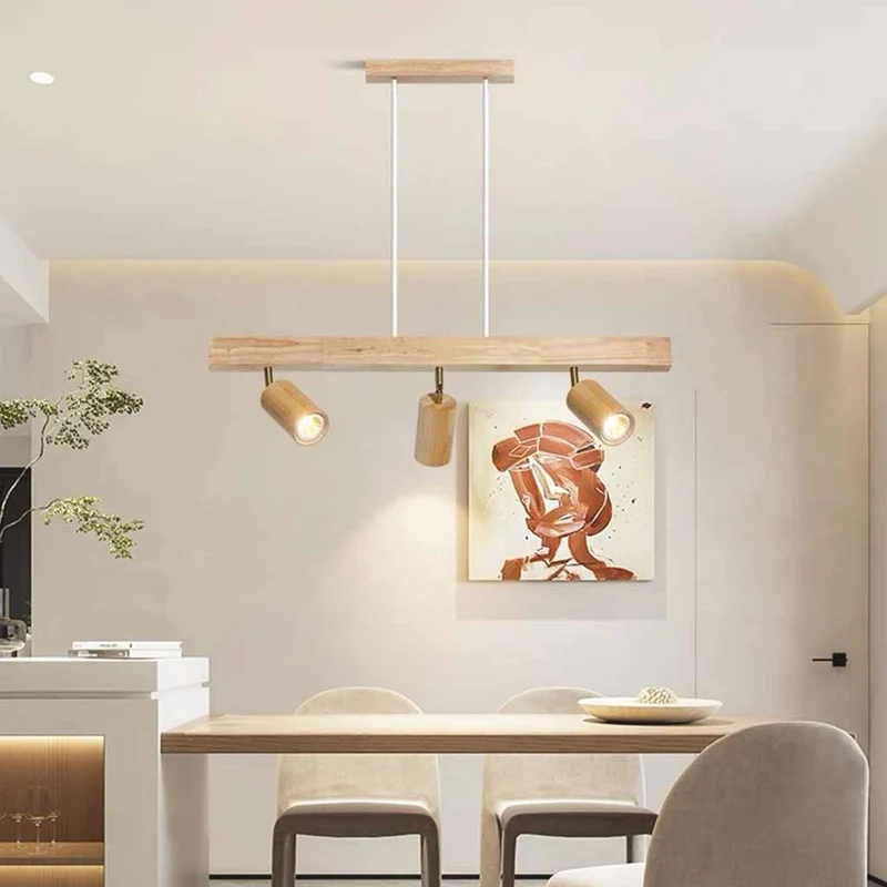 Pendant Track Light Spotlight Linear Wood LED