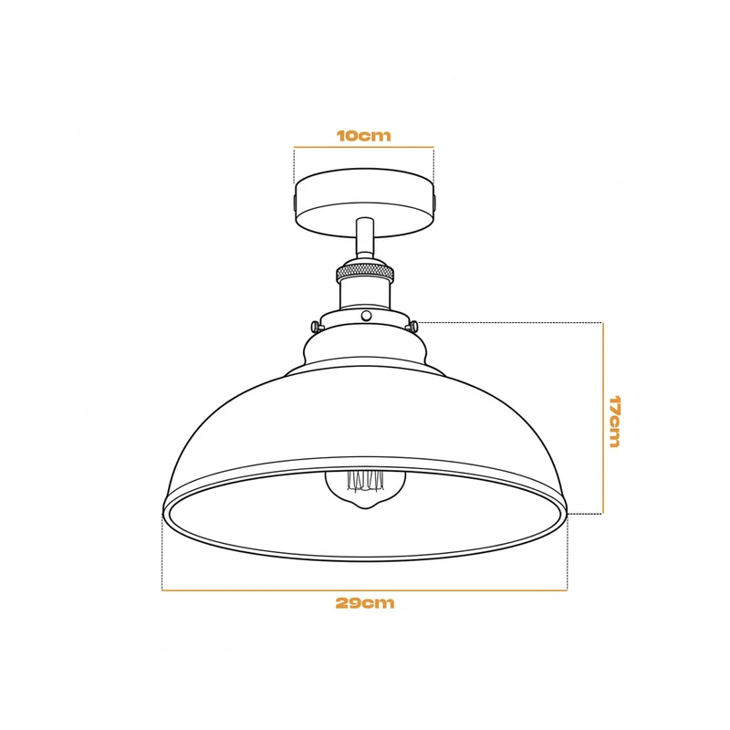 Industrie Deckenleuchte – Vintage Unterputz Halbschalen Lampe | Ø29cm | E27 ~3922