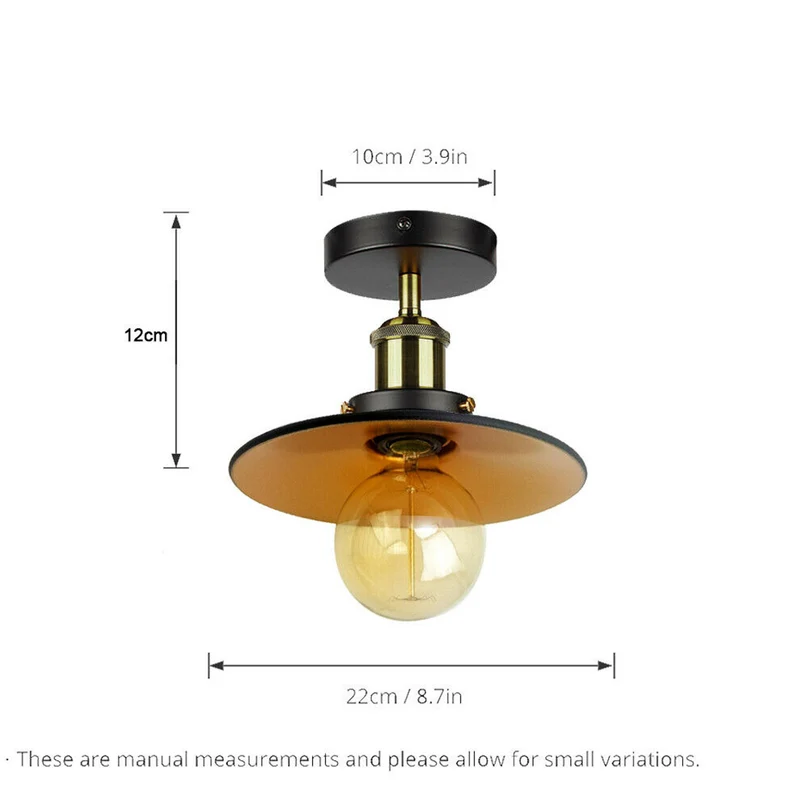 Unterputz Deckenleuchte Schwarz Gold – Industrie Tellerlampe ~3921