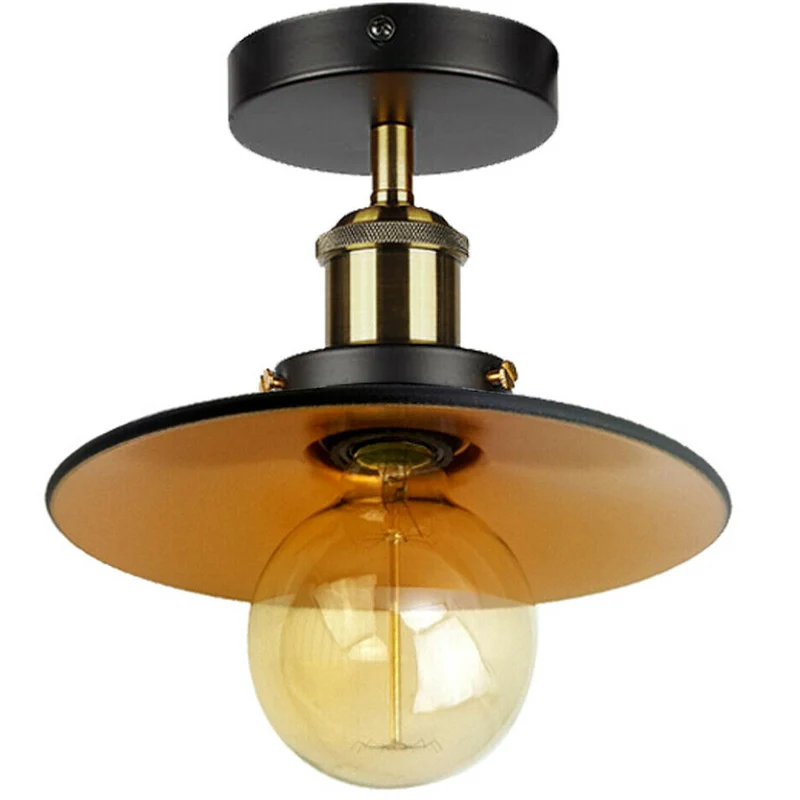 Unterputz Deckenleuchte Schwarz Gold – Industrie Tellerlampe ~3921