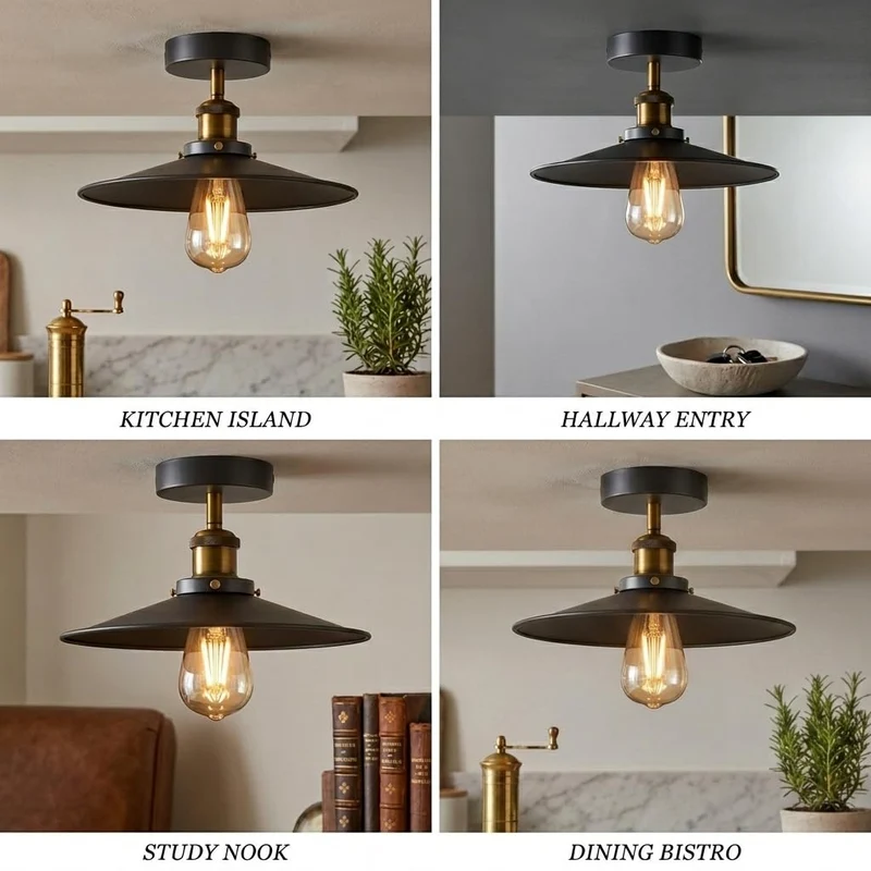 Vintage Fabriklampe – Industrie Unterputz Deckenleuchte Flur ~3920