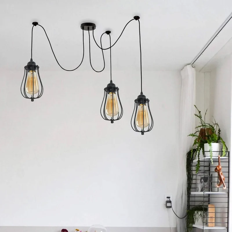 Industriële Spinlamp E27 Matzwart met Katrolsysteem 1–6~3914