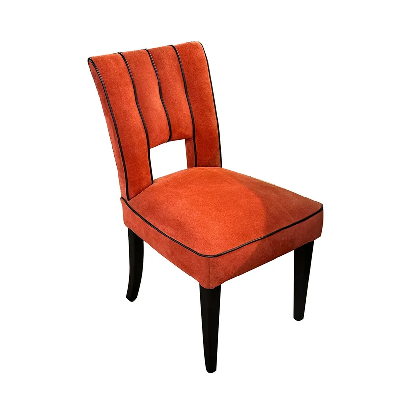 1930er Art Deco Stühle in rotem Wildleder 4er Satz