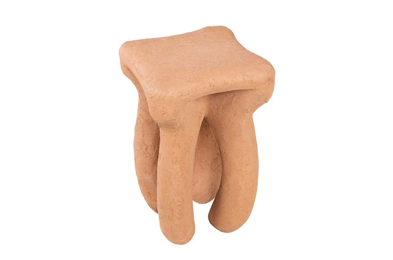Casa Padrino Luxus Beistelltisch / Hocker Terrakotta 38 x 38 x H. 50 cm - Organisch geformter Beistelltisch aus Fiberglas, auch als Sitzhocker nutzbar - Luxus Möbel