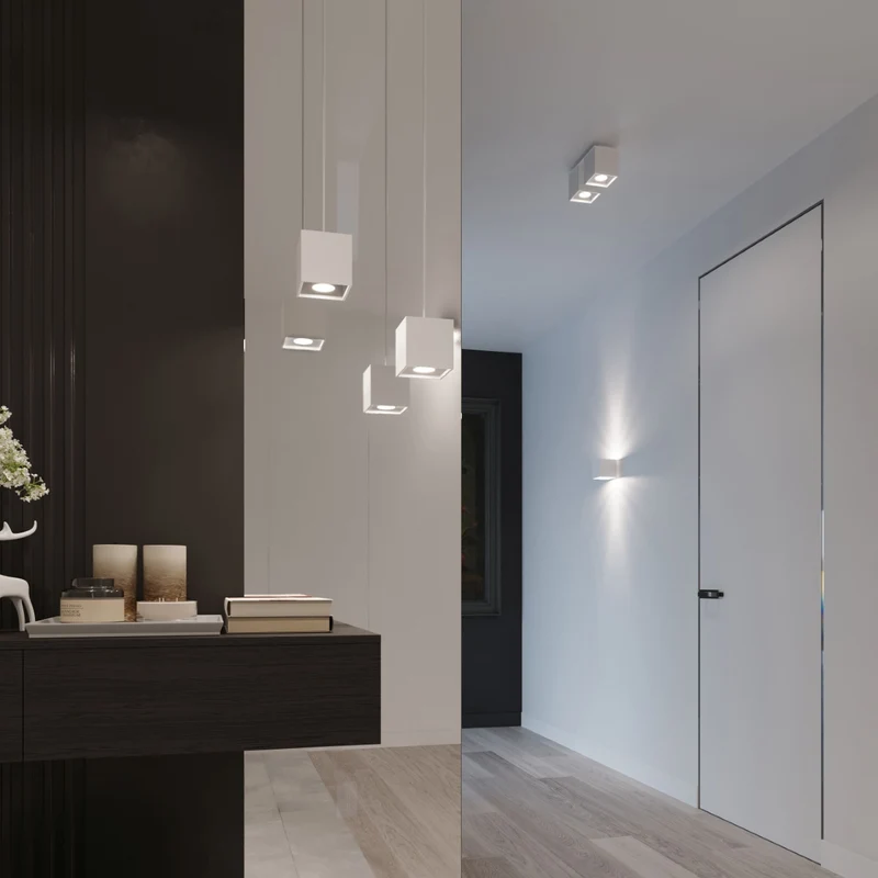 Hängeleuchte Würfel Aluminium weiß modern – Asterion