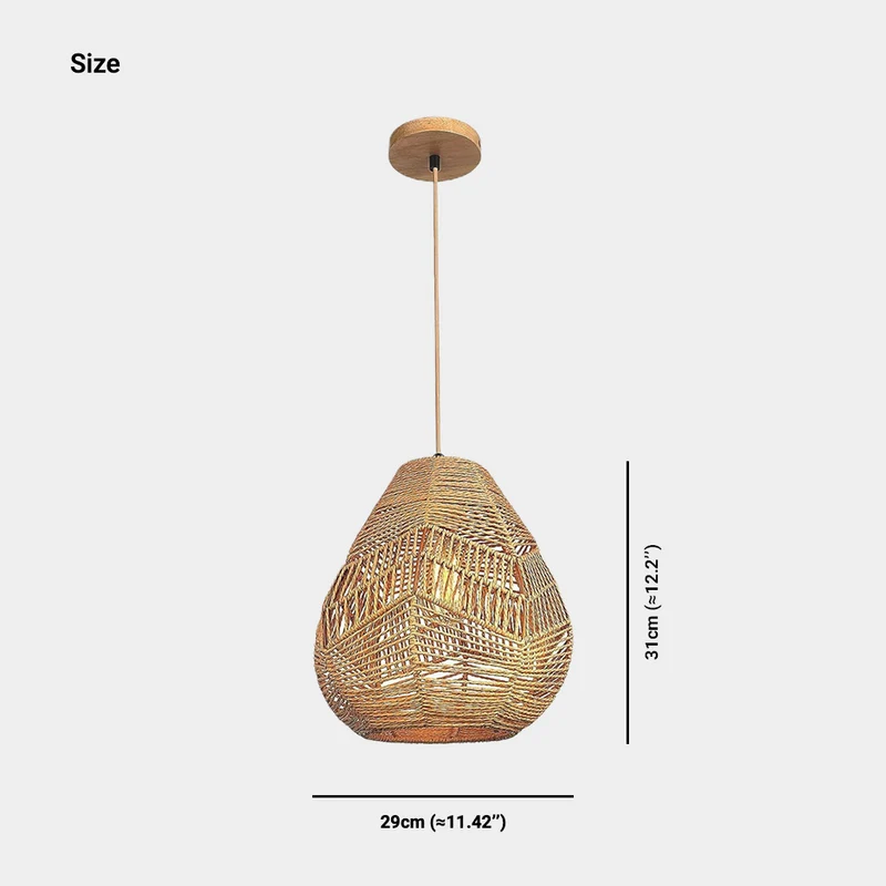Pendant Light Boho Woven Nest Rattan Linen Rope