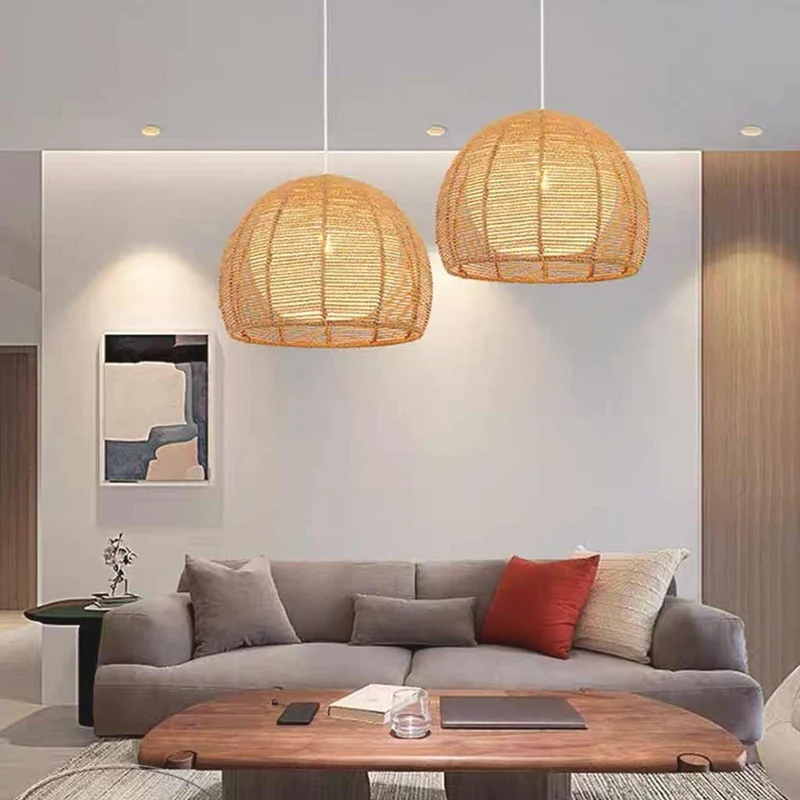 Pendant Light Japandi Round Sphere Hemp Rope