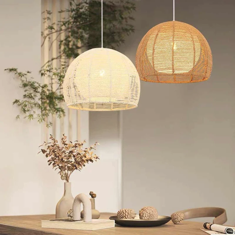 Pendant Light Japandi Round Sphere Hemp Rope