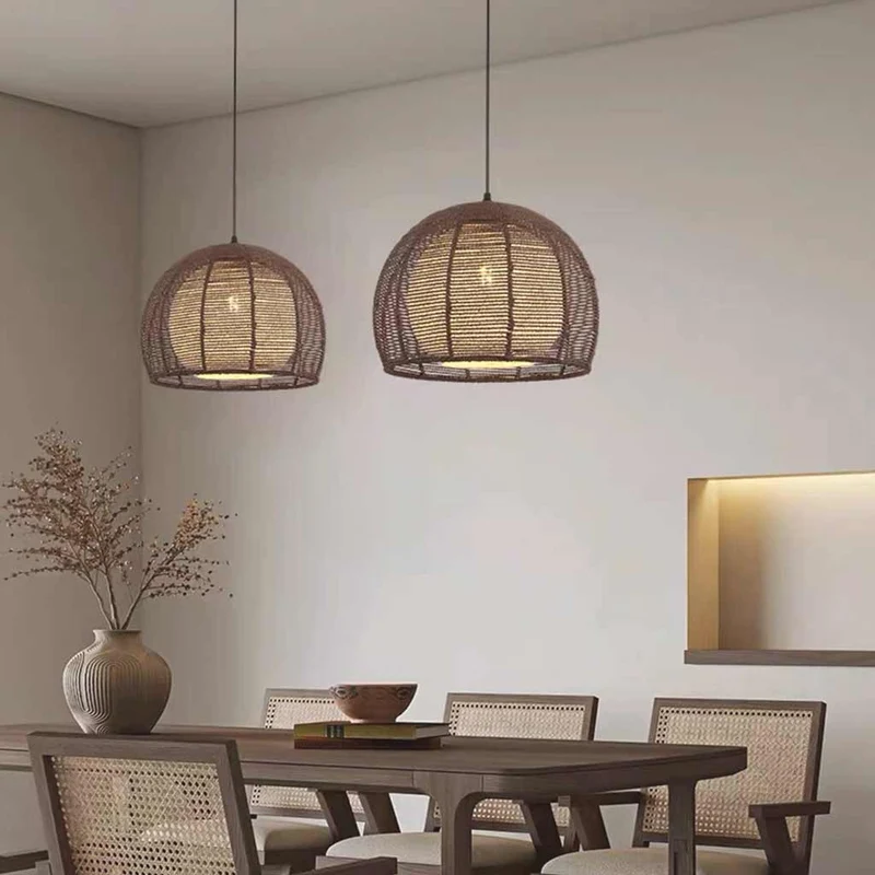 Pendant Light Japandi Round Sphere Hemp Rope