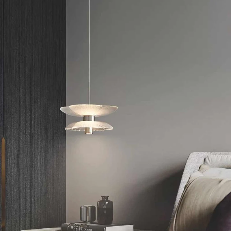 Hanging Pendant Light Glass Double-Layer Floral LED