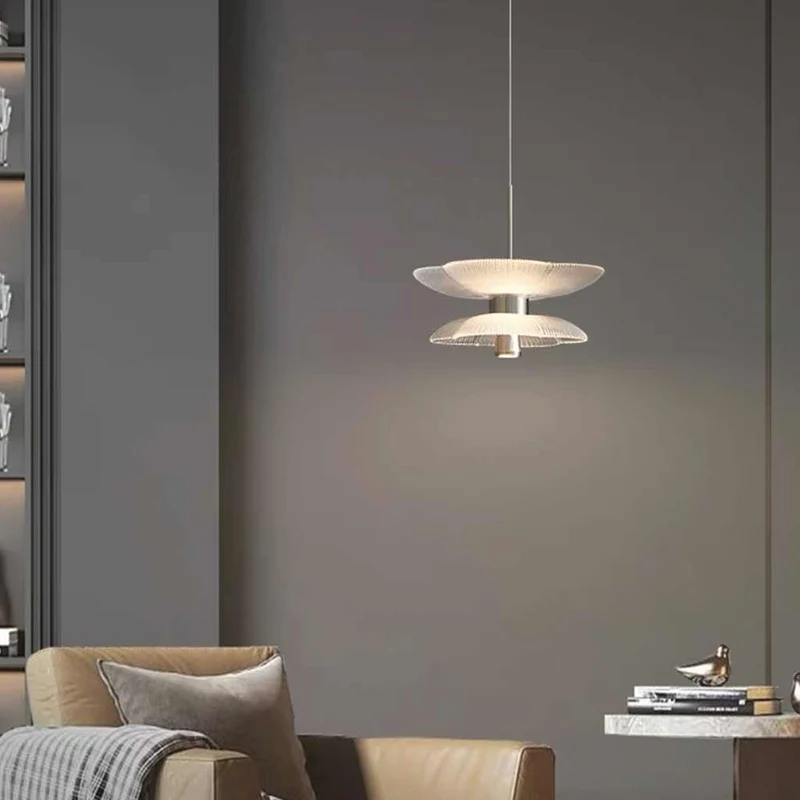 Hanging Pendant Light Glass Double-Layer Floral LED